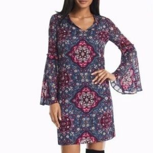 WHBM metallic weave bell sleeve dress